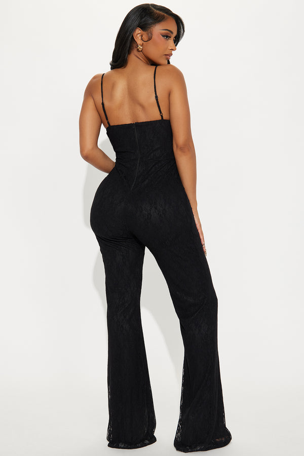 Fashion Nova In Her Element Lace Jumpsuit - Black