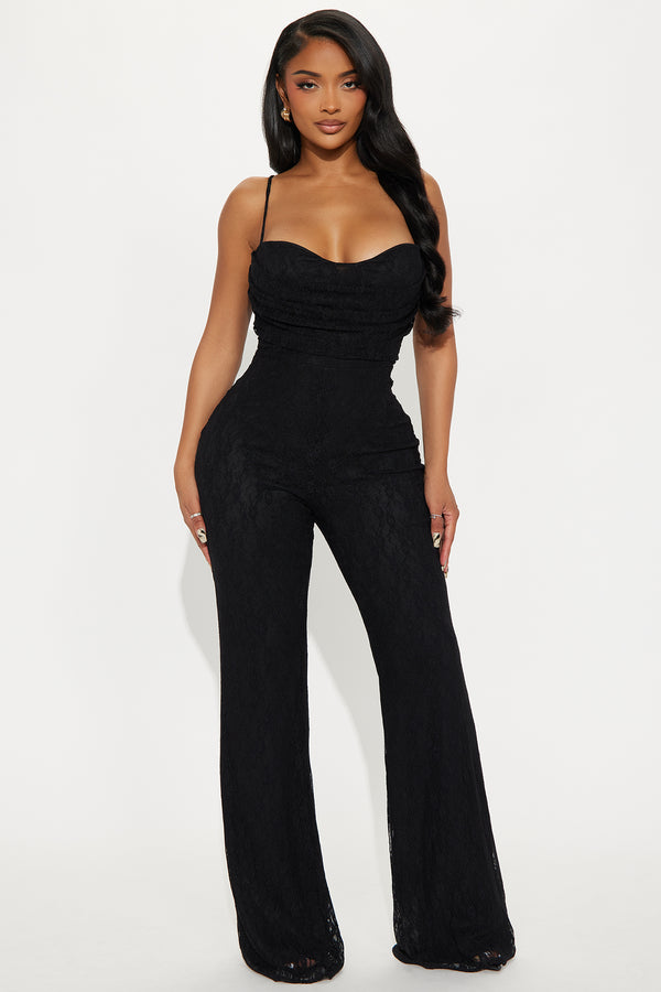 Fashion Nova In Her Element Lace Jumpsuit - Black
