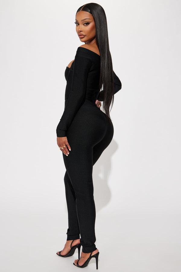 Fashion Nova In My Element Bandage Jumpsuit - Black