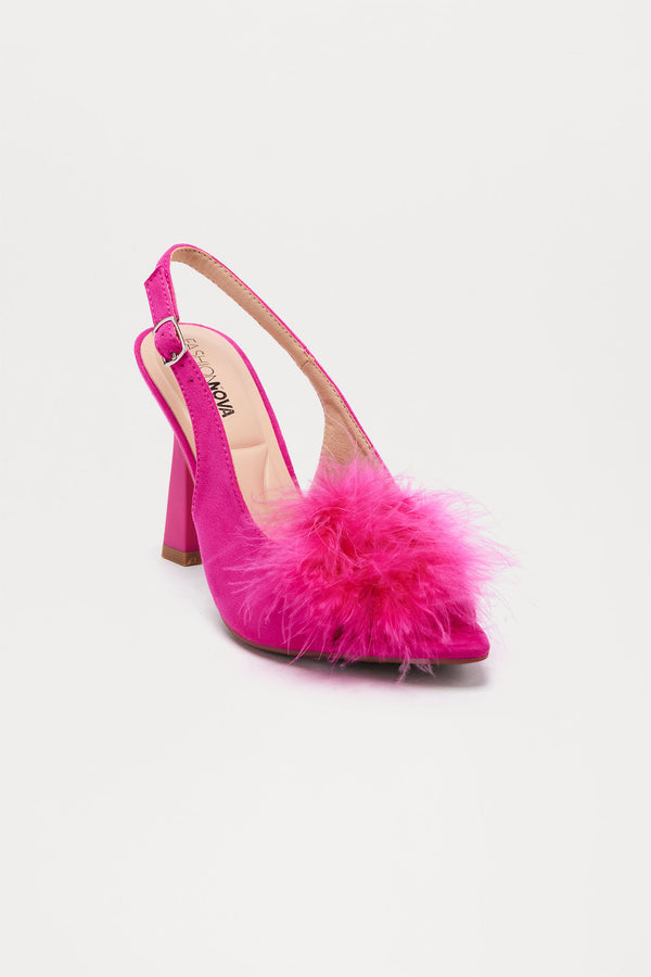 Fashion Nova Isha Faux Fur Slingback Pumps - Pink