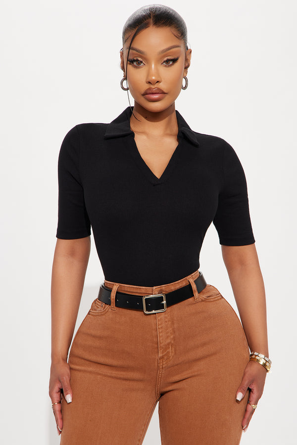 Fashion Nova It's Not That Serious Bodysuit - Black