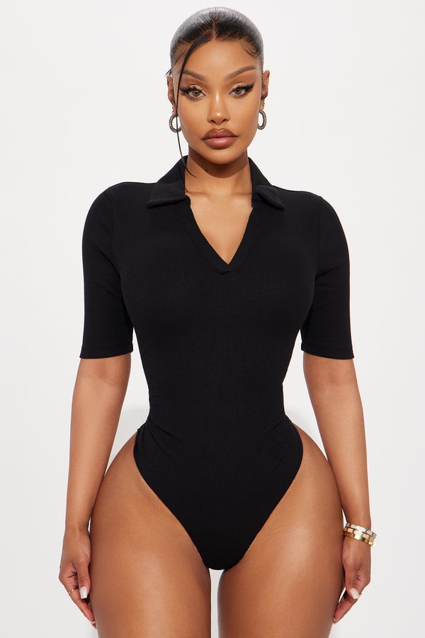 Fashion Nova It's Not That Serious Bodysuit - Black