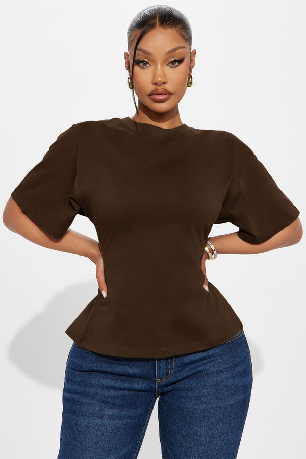 Fashion Nova Jayden Fitted T-Shirt - Brown