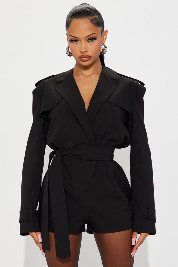 Fashion Nova Jenner Blazer Romper - Black