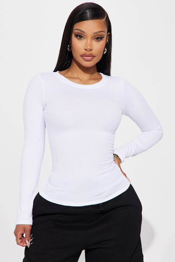 Fashion Nova Jesse Ribbed Top - White