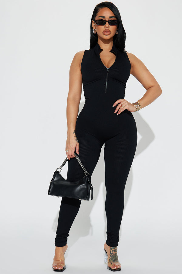 Fashion Nova Johanna Seamless Jumpsuit - Black