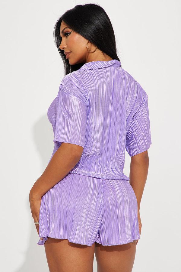 Fashion Nova Julia Plisse Short Set - Lavender
