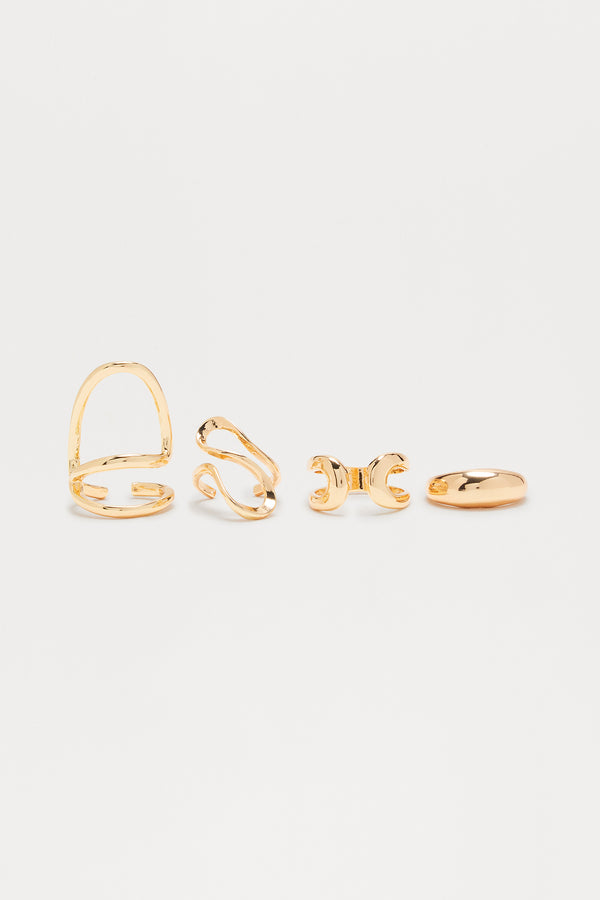 Fashion Nova Just Like That 4 Piece Ring Set - Gold