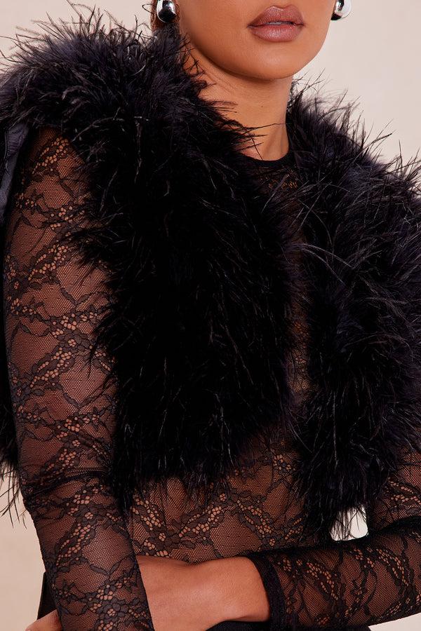 Fashion Nova Katherine Feather Top - Black