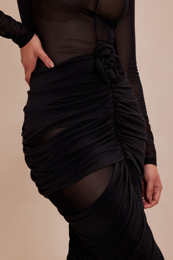 Fashion Nova Katherine Mesh Maxi Dress - Black