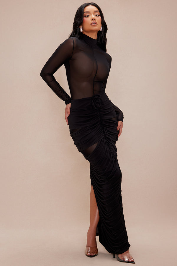 Fashion Nova Katherine Mesh Maxi Dress - Black