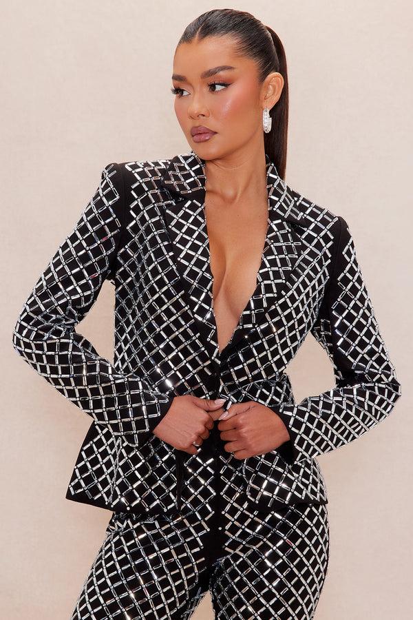 Fashion Nova Koko Embellished Blazer - Black