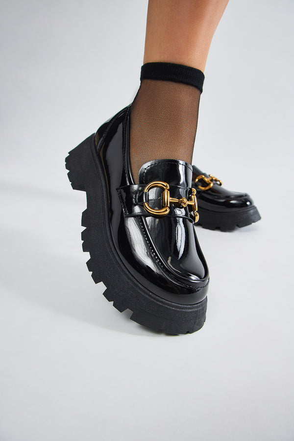 Fashion Nova Kylie Platform Loafers - Black