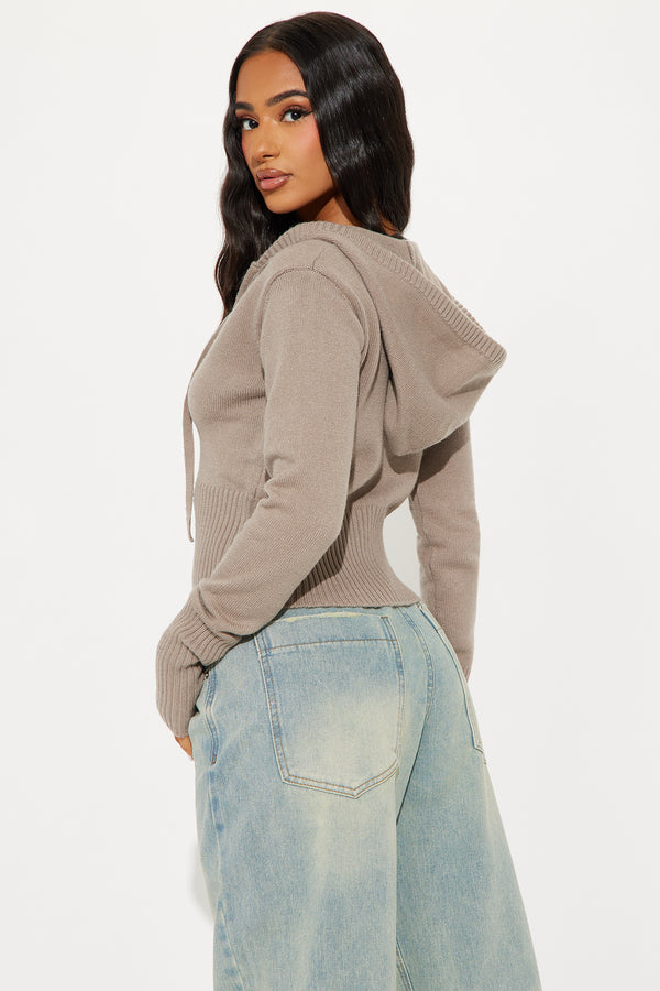 Fashion Nova Lana Zip Up Sweater - Oatmeal