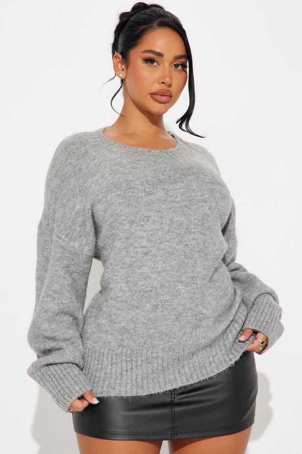 Fashion Nova Laylin Sweater - Heather Grey