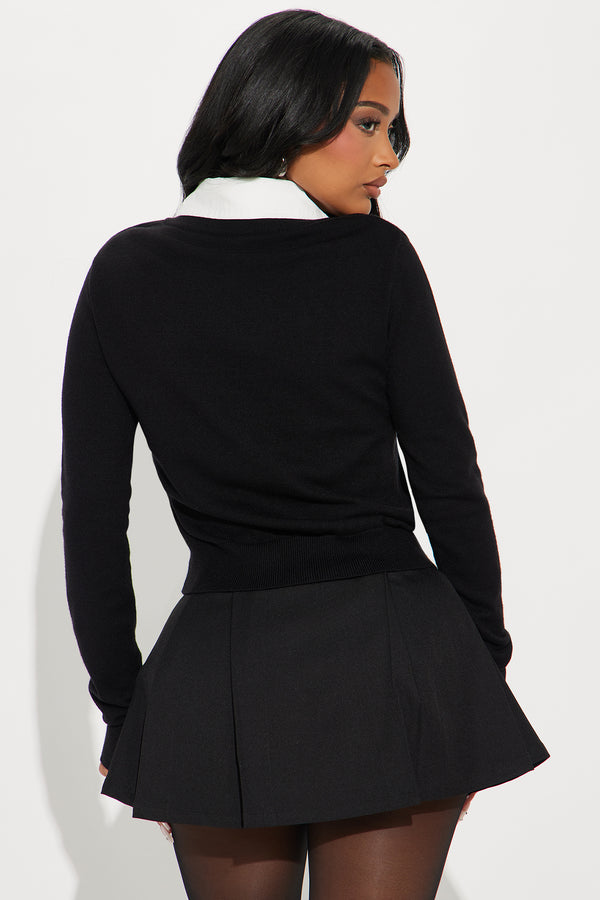 Fashion Nova Let's Have A Debate Sweater - Black