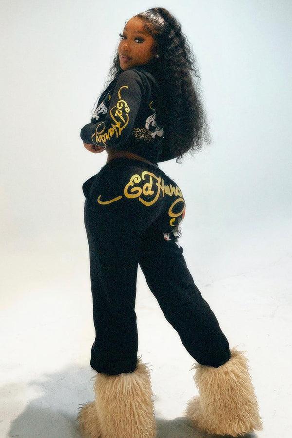 Fashion Nova Love Kills Ed Hardy Pant - Black