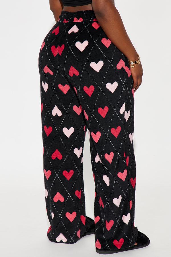Fashion Nova Love Story Plush PJ Pants - Black/Pink