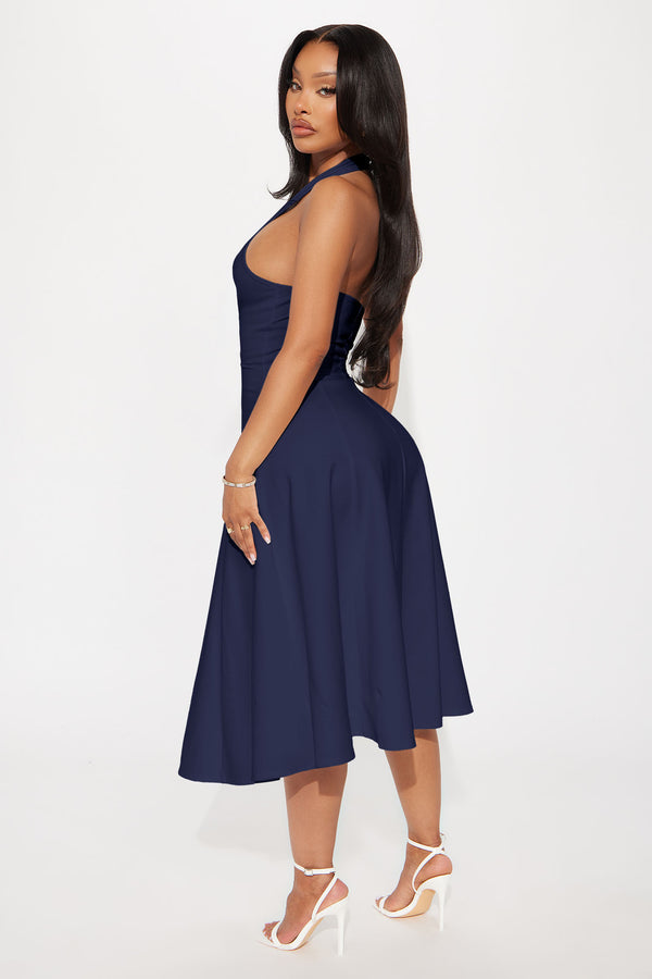 Fashion Nova Mabel Ponte Midi Dress - Navy