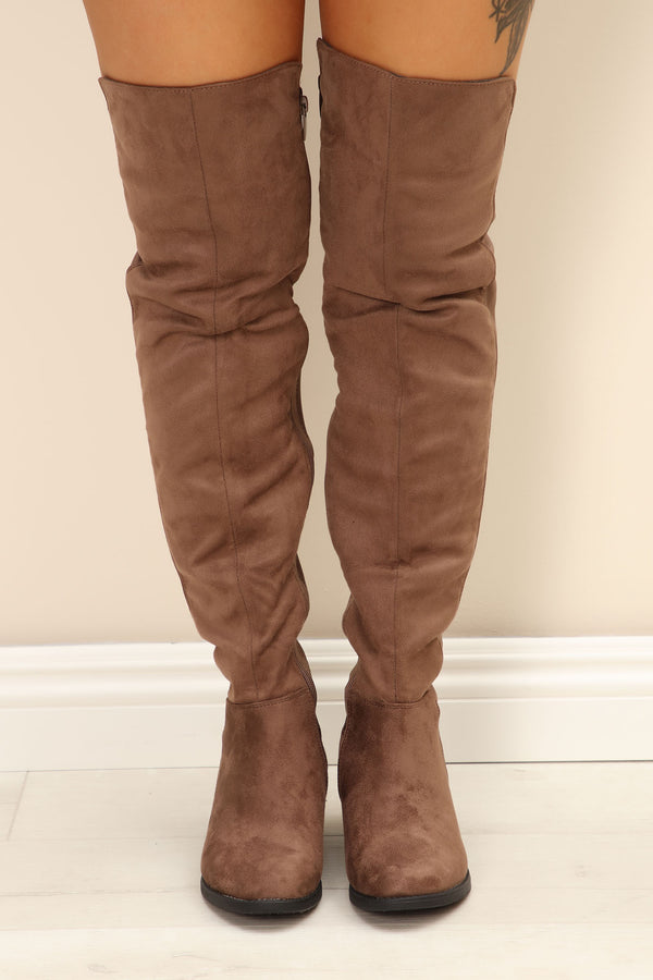 Fashion Nova Marja Over The Knee Boot - Taupe