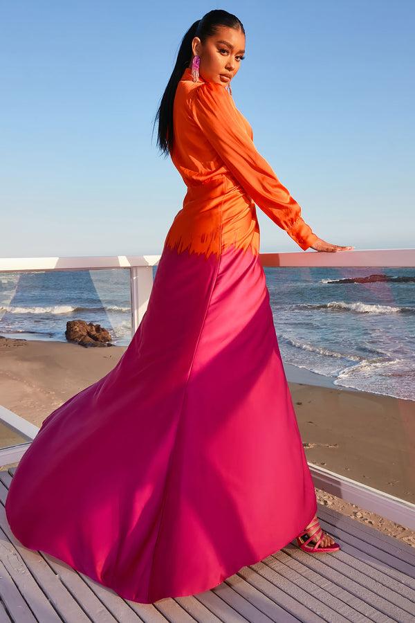 Fashion Nova Melissa Ombre Maxi Dress - Orange/combo