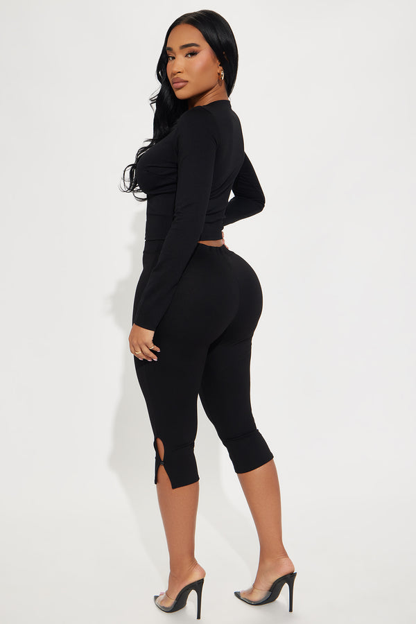 Fashion Nova Mia Date Night Capri Pant Set - Black