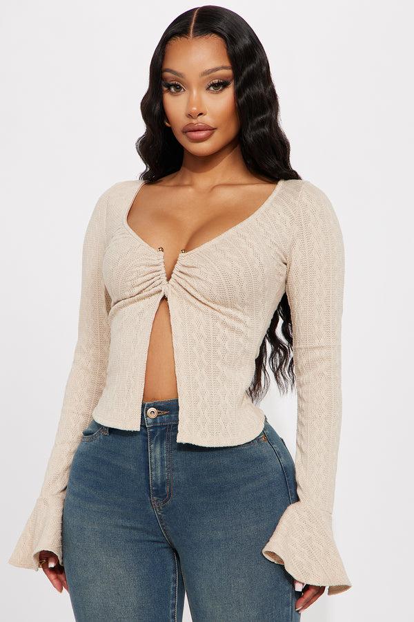 Fashion Nova Mia Long Sleeve Top - Ivory