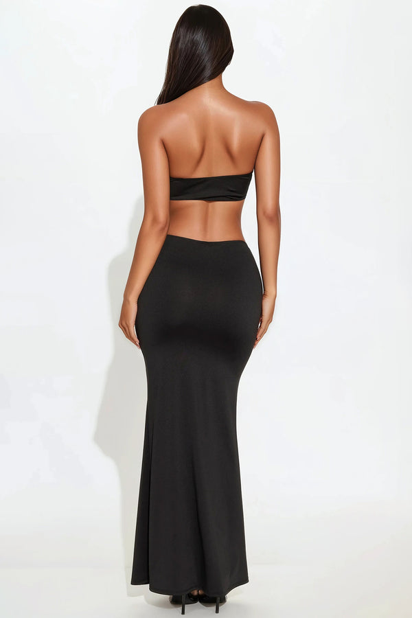 Fashion Nova Midnight Waves Maxi Skirt Set - Black