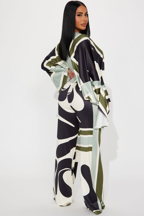 Fashion Nova Missed You Pant Set - Sage/combo