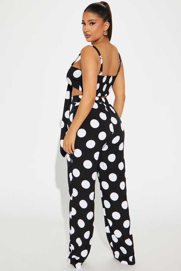 Fashion Nova Monroe Polka Dot Pant Set - Black/combo