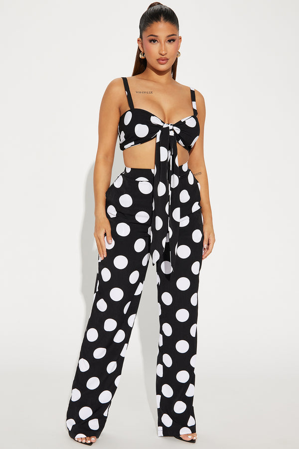 Fashion Nova Monroe Polka Dot Pant Set - Black/combo