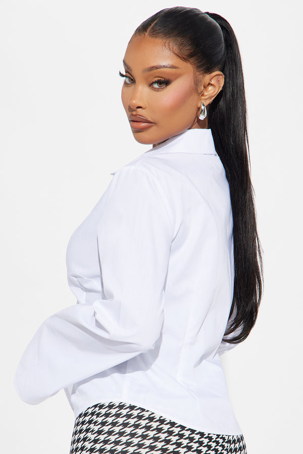 Fashion Nova Morgan Poplin Shirt - White
