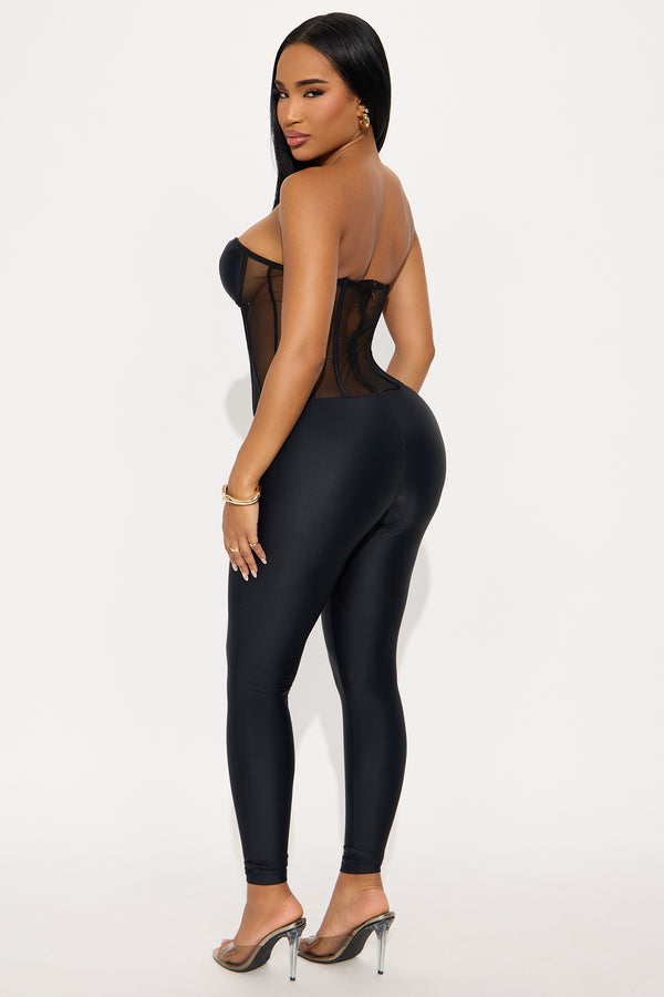 Fashion Nova Muse Corset Waist Jumpsuit - Black