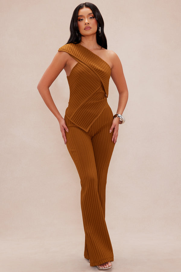 Fashion Nova Nelly Bandage Flare Pant - Cognac