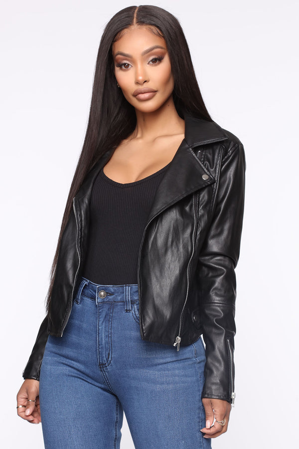 Fashion Nova Never Average Moto Jacket - Black