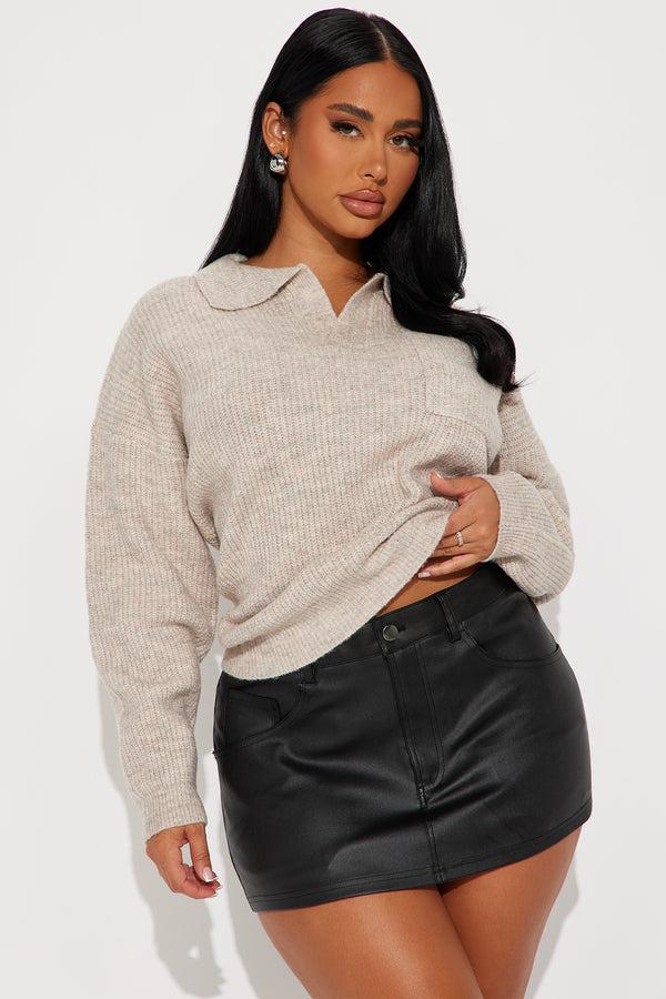 Fashion Nova Ollie Polo Sweater - Taupe
