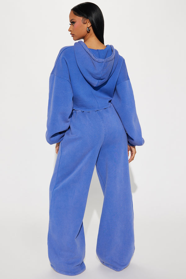 Fashion Nova On The Go Fleece Pant Set - Blue