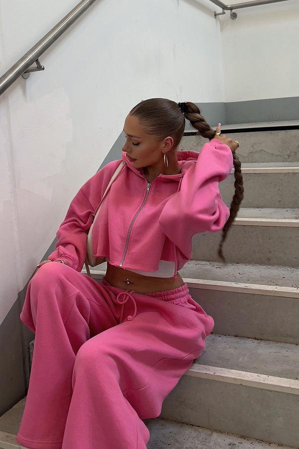 Fashion Nova On The Go Fleece Pant Set - Pink