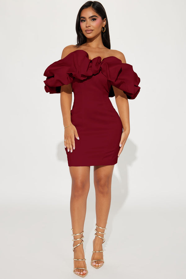 Fashion Nova Parisian Nights Mini Dress - Wine