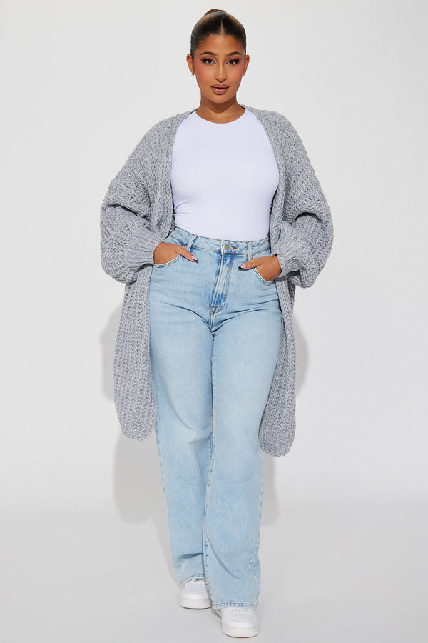 Fashion Nova Perfect Piece Cardigan - Heather Grey