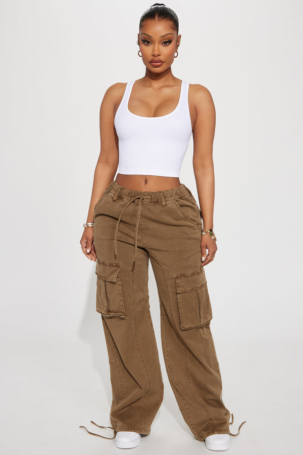 Fashion Nova Portland Washed Cargo Pant - Brown