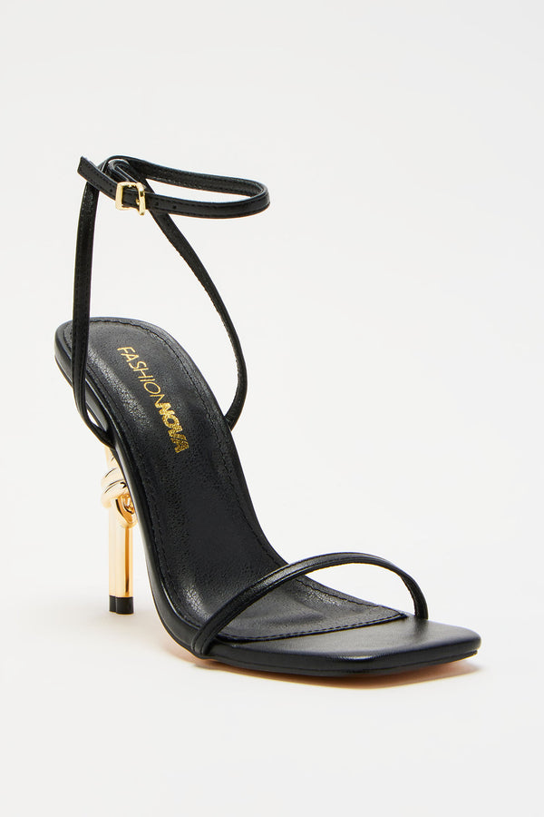 Fashion Nova Ready Or Knot Heeled Sandals - Black