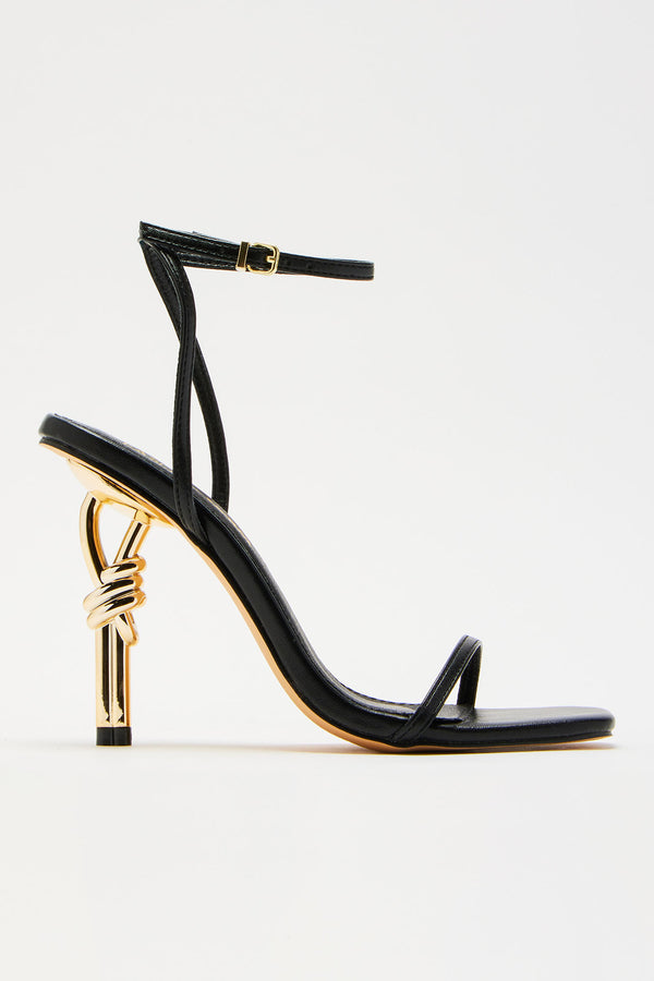 Fashion Nova Ready Or Knot Heeled Sandals - Black