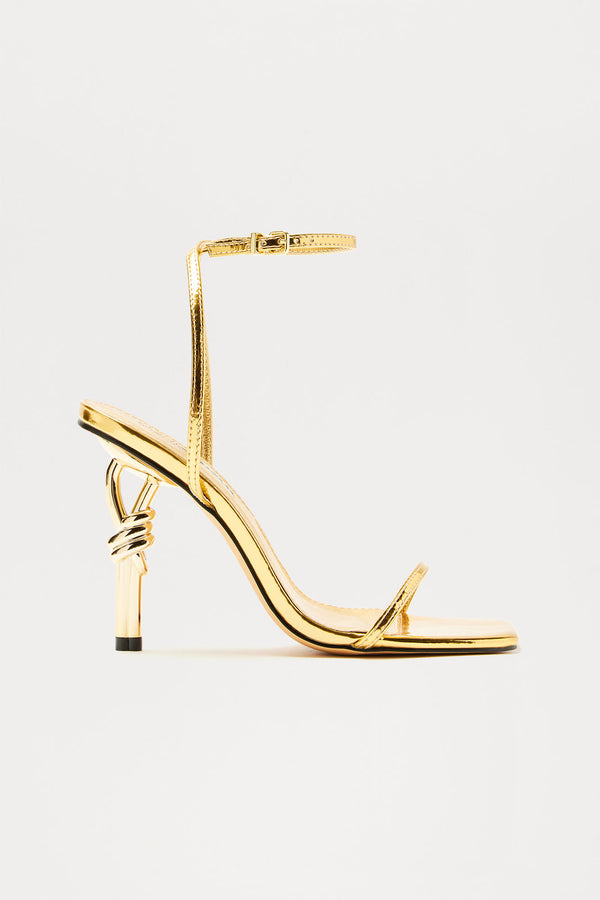 Fashion Nova Ready Or Knot Heeled Sandals - Gold