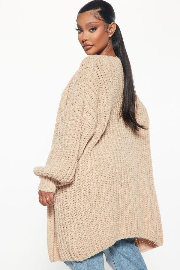 Fashion Nova Real Love Open Front Cardigan - Taupe