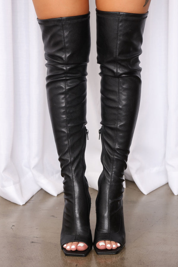 Fashion Nova Reel It In Over The Knee Boots - Black
