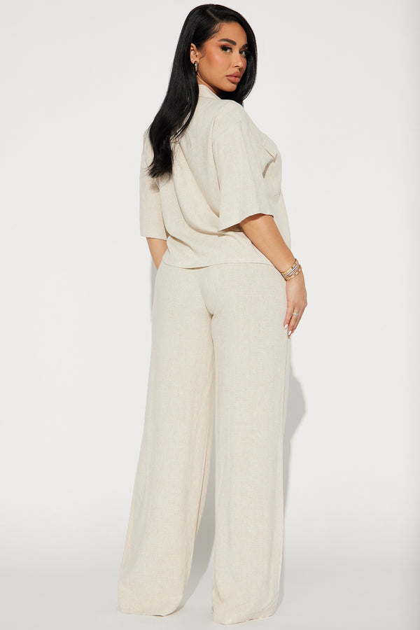 Fashion Nova Roslyn Linen Pant Set - Oatmeal