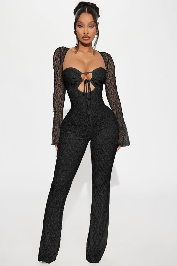Fashion Nova Saffron Lace Jumpsuit - Black