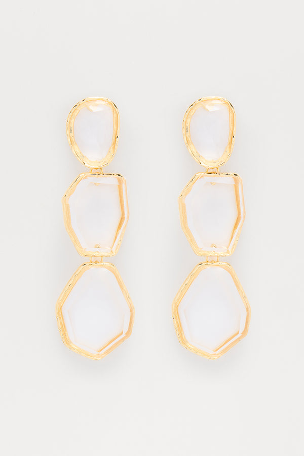 Fashion Nova See Right Through Drop Earrings - Gold
