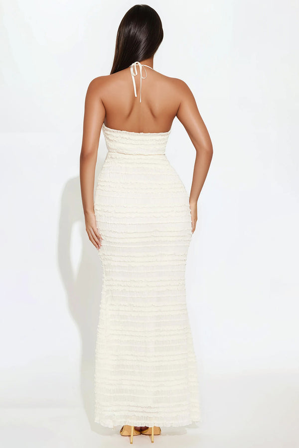 Fashion Nova Serena Textured Maxi Dress - Cream